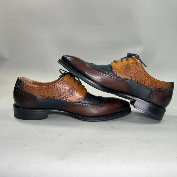 Leizilei Derby Men's Size 7 Leather Lace Up Wing Tip Brogue‎ Oxford Dress Shoes - Picture 8 of 16